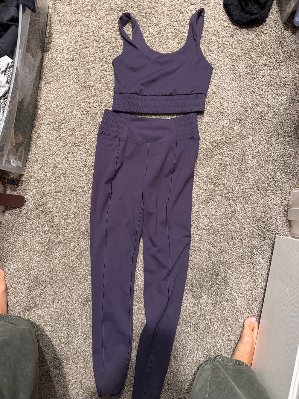Women’s High-Waist Active Leggings & Crop Tank Set - Purple